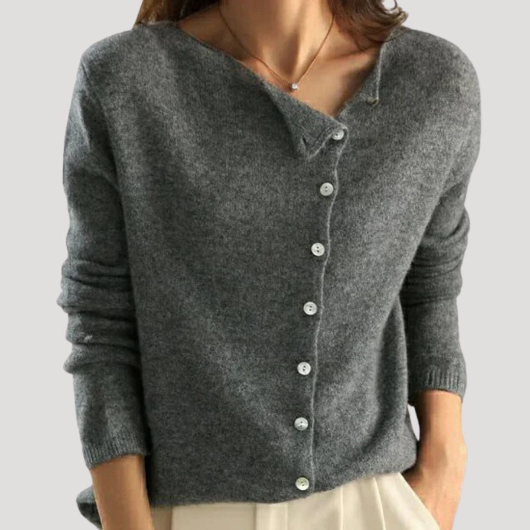 Maglione a maglia asimmetrico con bottoni per donne