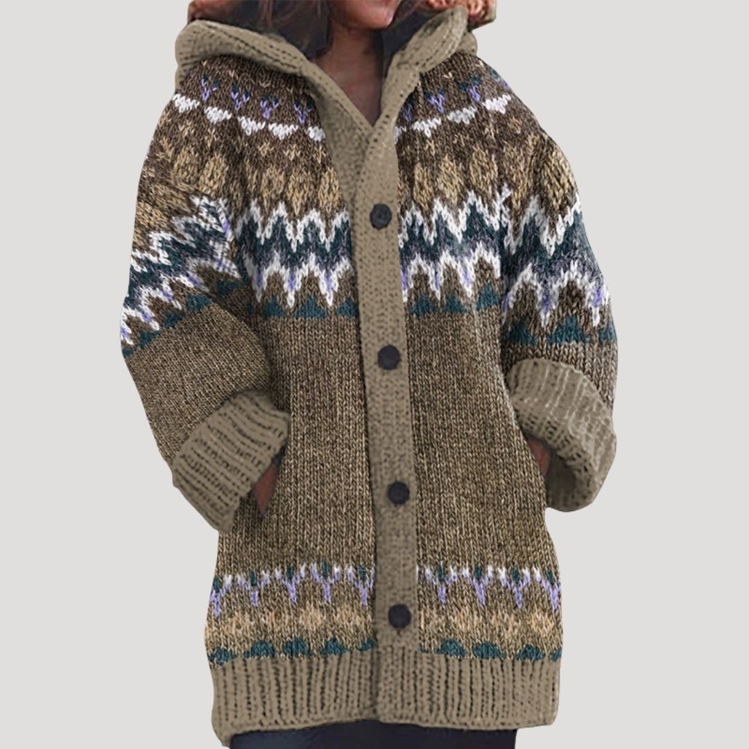 Cardigan da donna in maglia chunky con motivo Fair Isle