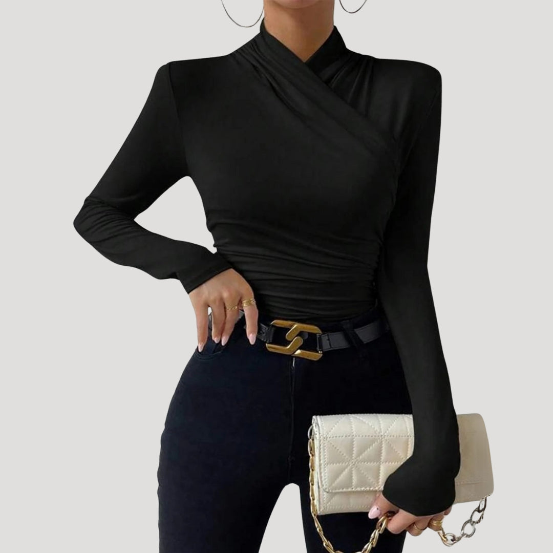 Top avvolgente arricciato da donna