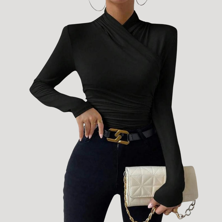 Top avvolgente arricciato da donna