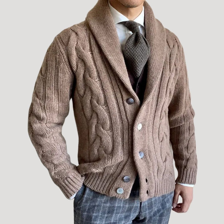 Cardigan in lana con collo sciallato da uomo