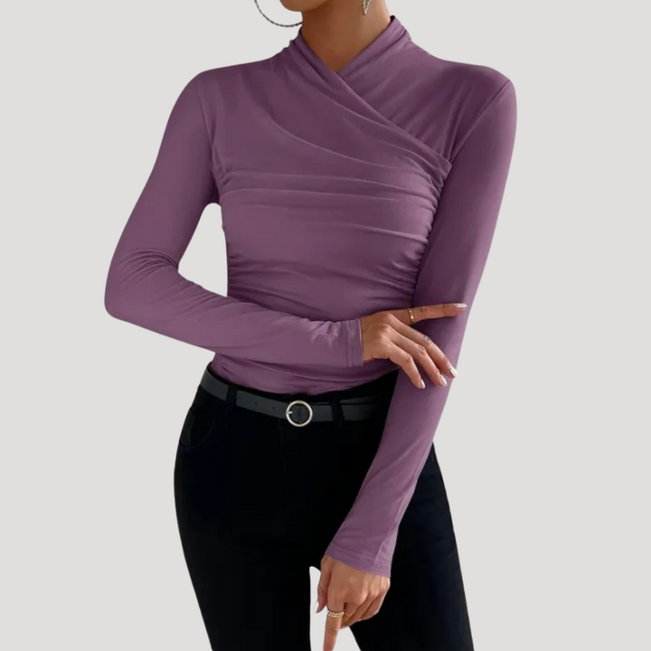 Top avvolgente arricciato da donna