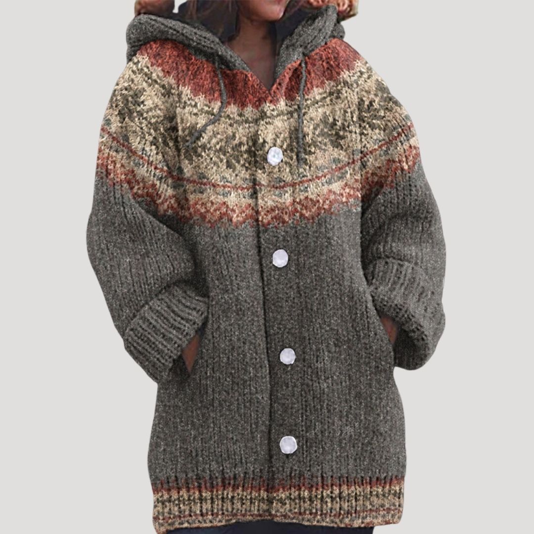 Cardigan da donna in maglia chunky con motivo Fair Isle