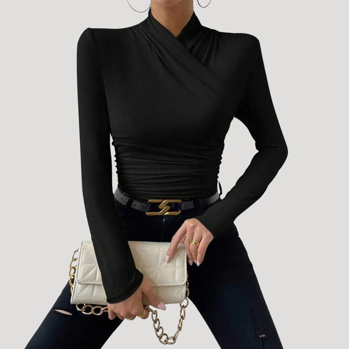 Top avvolgente arricciato da donna