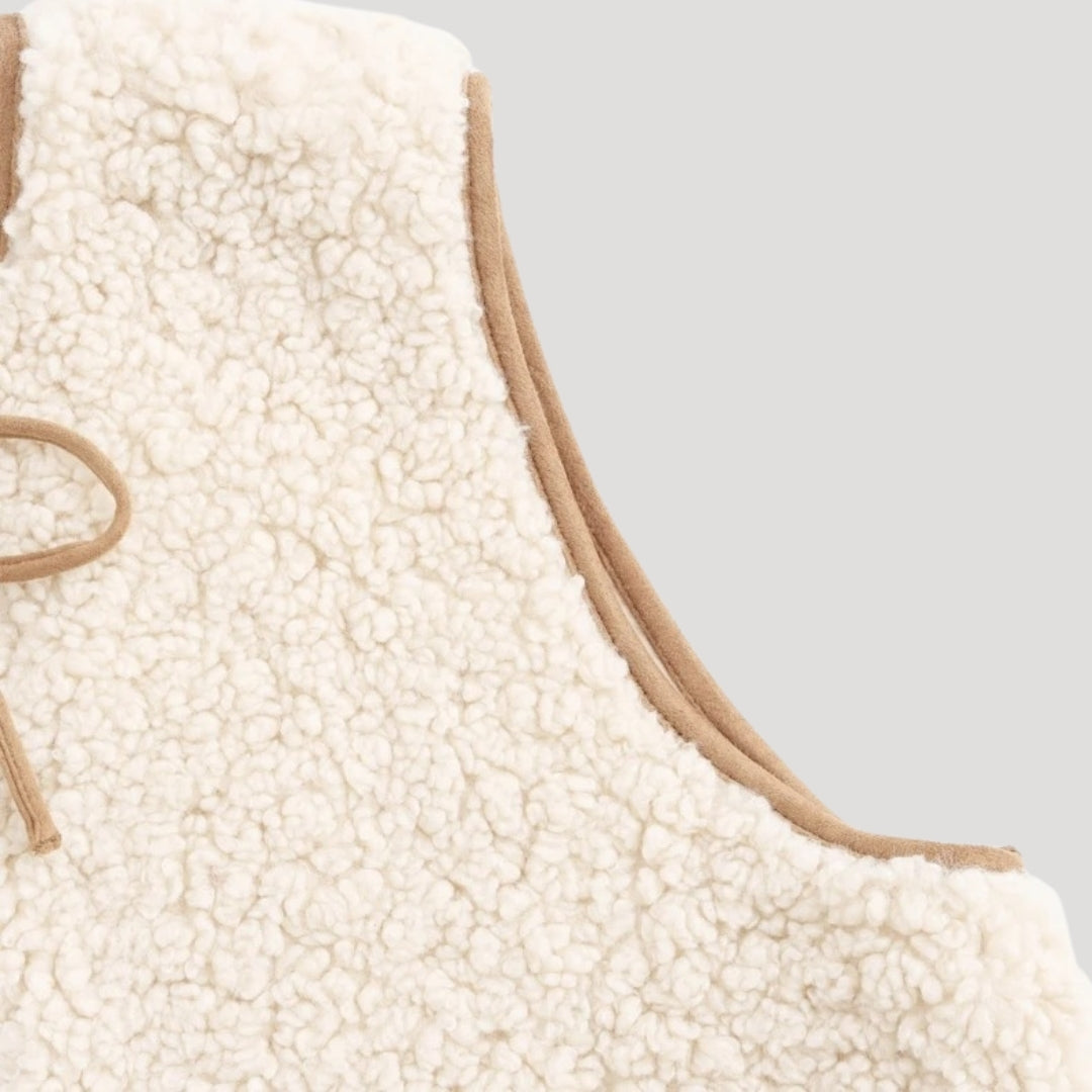 Gilet in sherpa fleece da donna – stile cardigan senza maniche