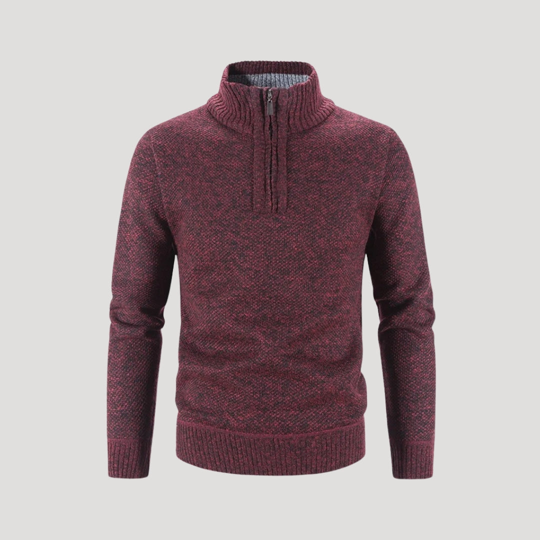 Maglione in lana da uomo con zip a metà – maglione lavorato a maglia