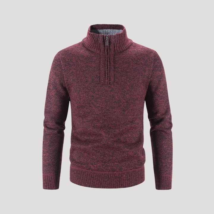 Maglione in lana da uomo con zip a metà – maglione lavorato a maglia
