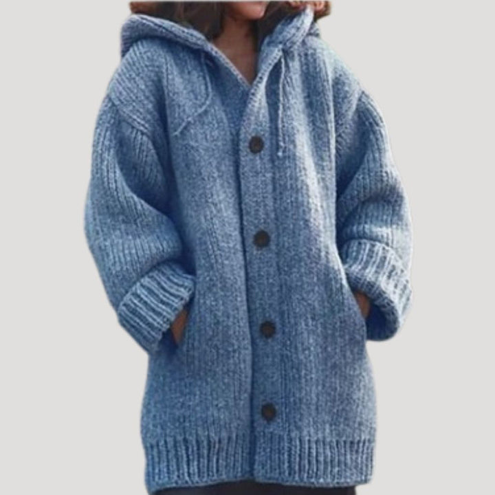 Cappotto in lana lavorato a maglia chunky da donna