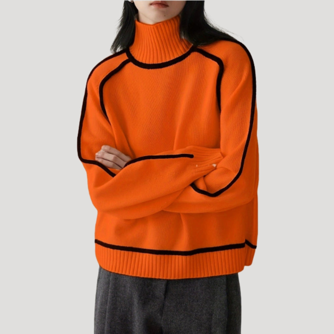 Maglione a collo alto da donna in maglia spessa