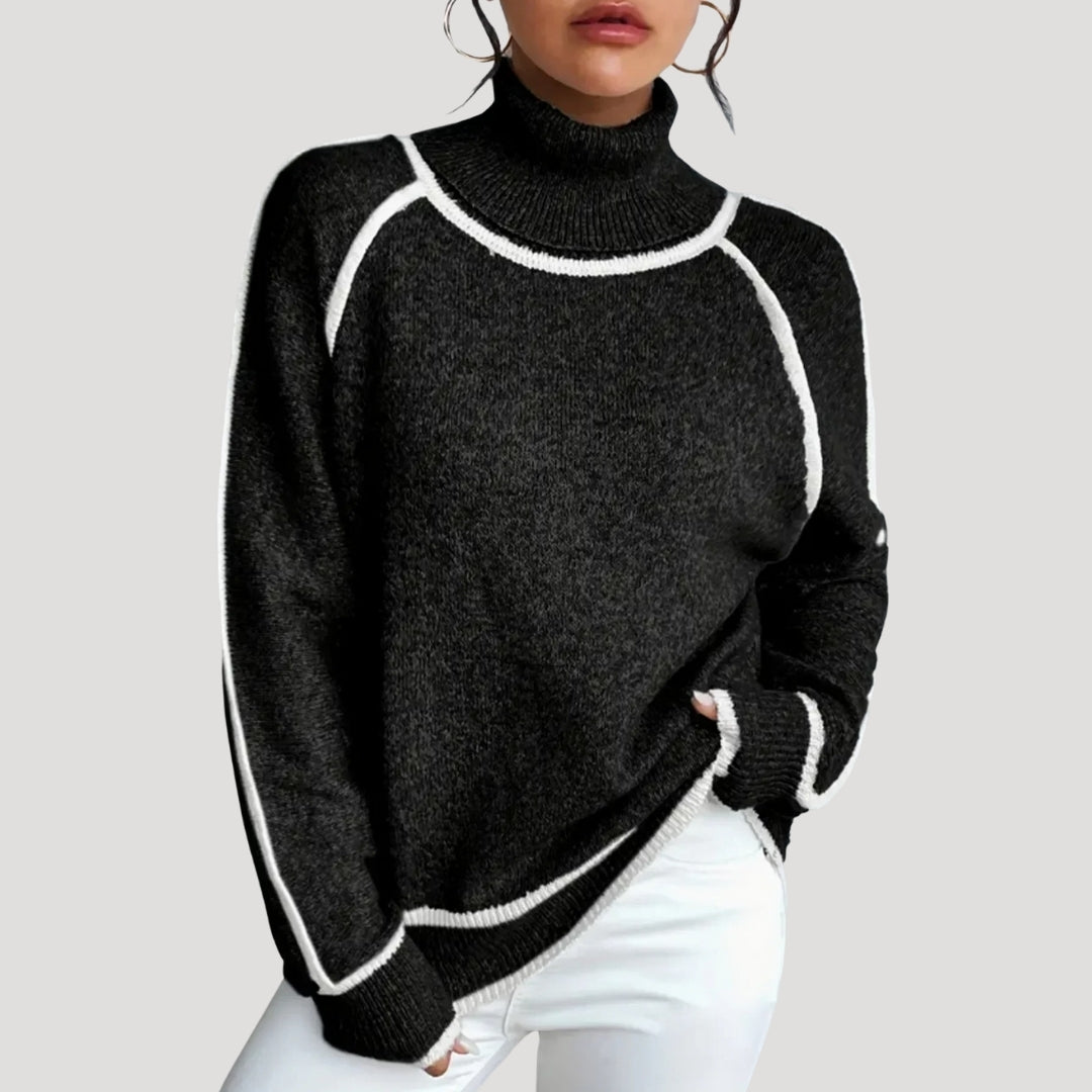 Maglione primaverile a collo alto in maglia morbida da donna