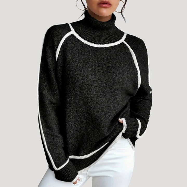 Maglione primaverile a collo alto in maglia morbida da donna