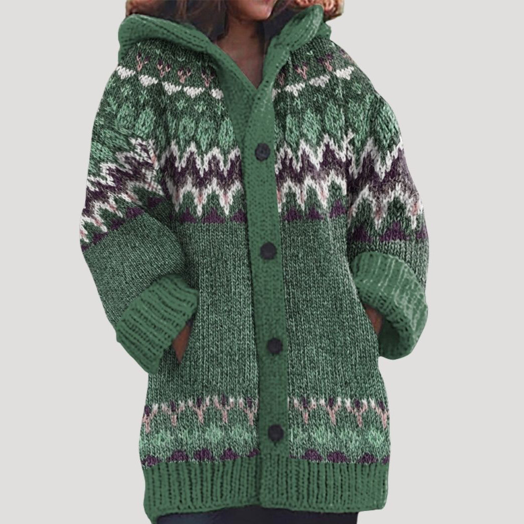 Cardigan da donna in maglia chunky con motivo Fair Isle