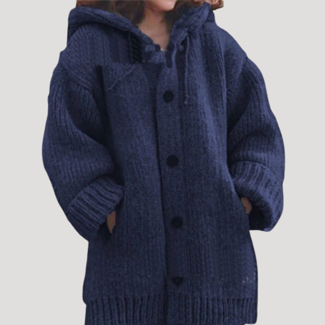 Cappotto in lana lavorato a maglia chunky da donna