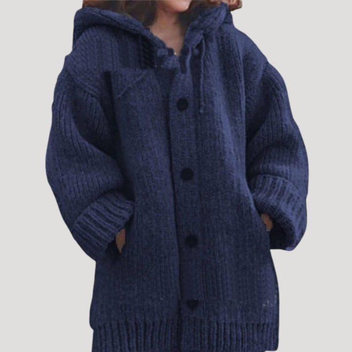 Cappotto in lana lavorato a maglia chunky da donna