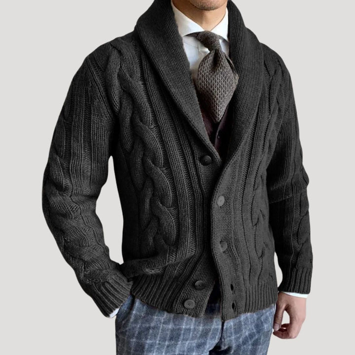 Cardigan in lana con collo sciallato da uomo