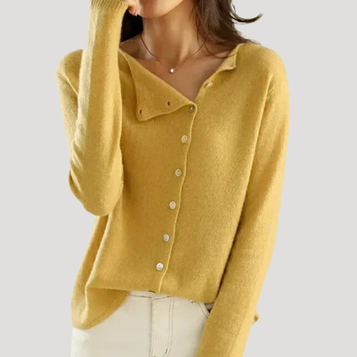 Maglione a maglia asimmetrico con bottoni per donne