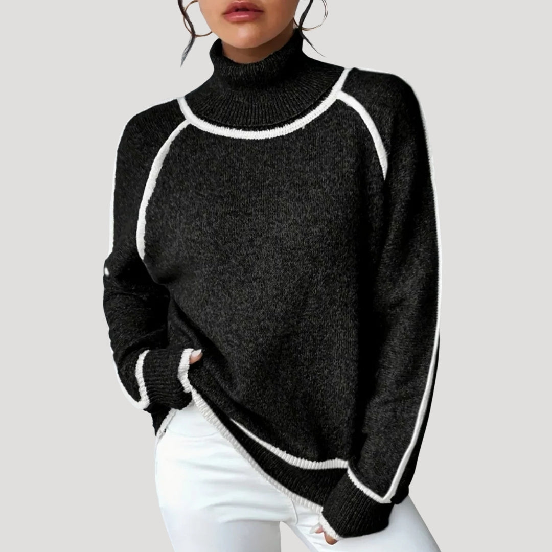 Maglione primaverile a collo alto in maglia morbida da donna