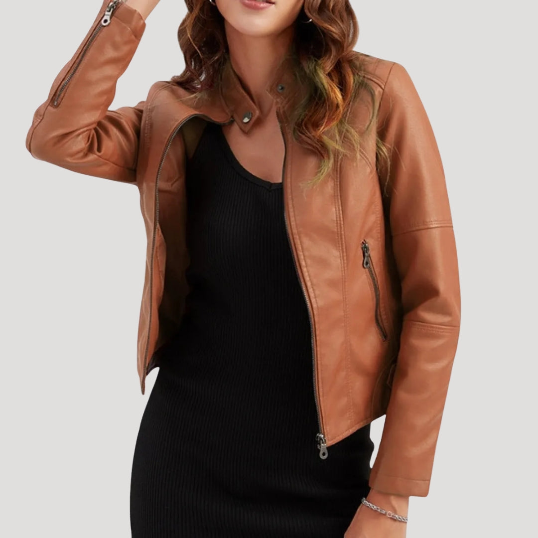 Giacca fitted in ecopelle da biker per donna