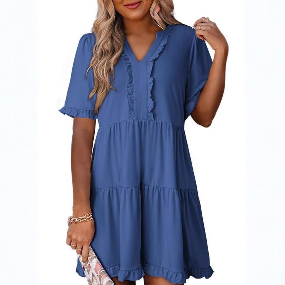 SHAILA™ - Casual V-Neck Mini Dress